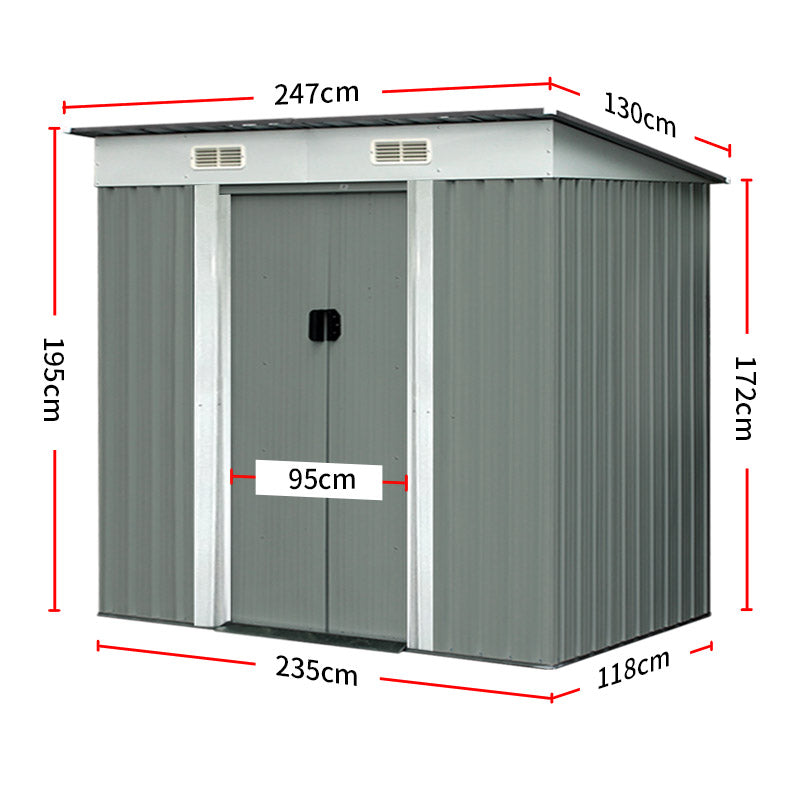 2 meter Garden Shed Sheds Outdoor Storage Workshop House Shelter Metal Base Tool