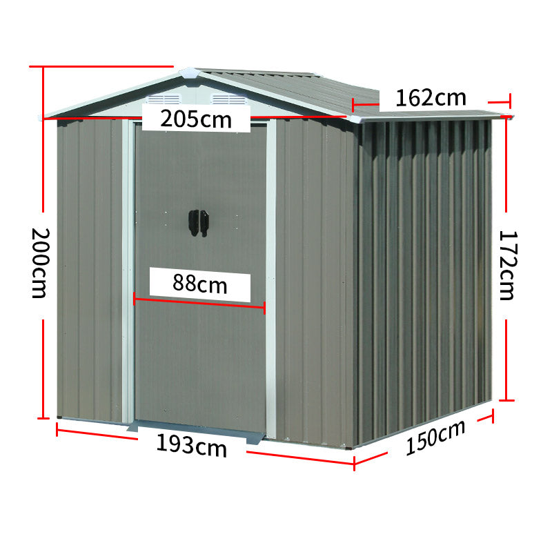 2 meter Garden Shed Sheds Outdoor Storage Workshop House Shelter Metal Base Tool