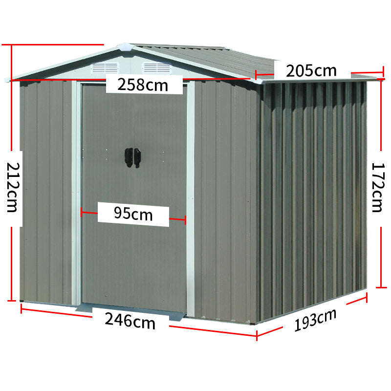 2 meter Garden Shed Sheds Outdoor Storage Workshop House Shelter Metal Base Tool