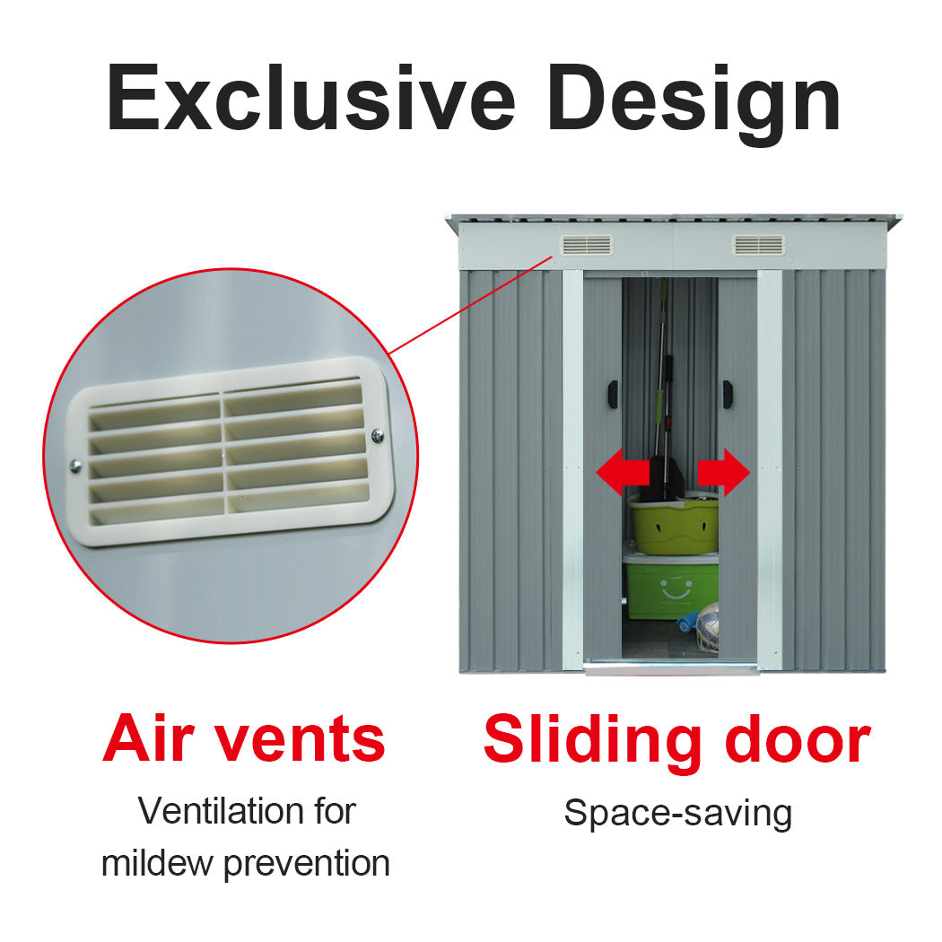 2 meter Garden Shed Sheds Outdoor Storage Workshop House Shelter Metal Base Tool
