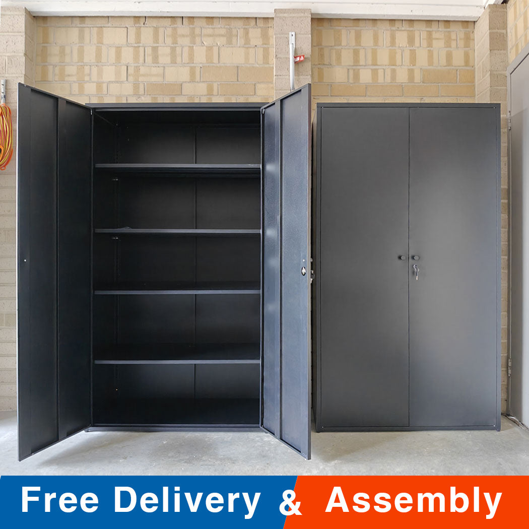 Free Delivery Metal garage storage cabinet steel two door warehouse cupboard