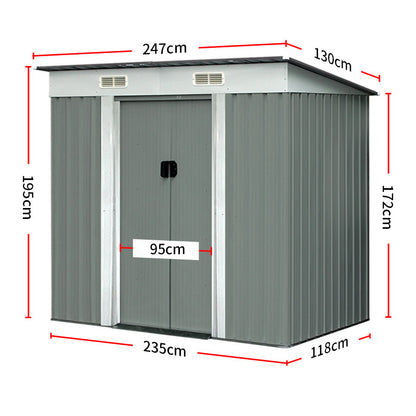 2 meter Garden Shed Sheds Outdoor Storage Workshop House Shelter Metal Base Tool