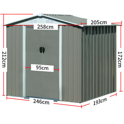 2 meter Garden Shed Sheds Outdoor Storage Workshop House Shelter Metal Base Tool