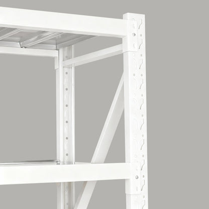 Reinforced multi-tier steel shelving for heavy-duty storage