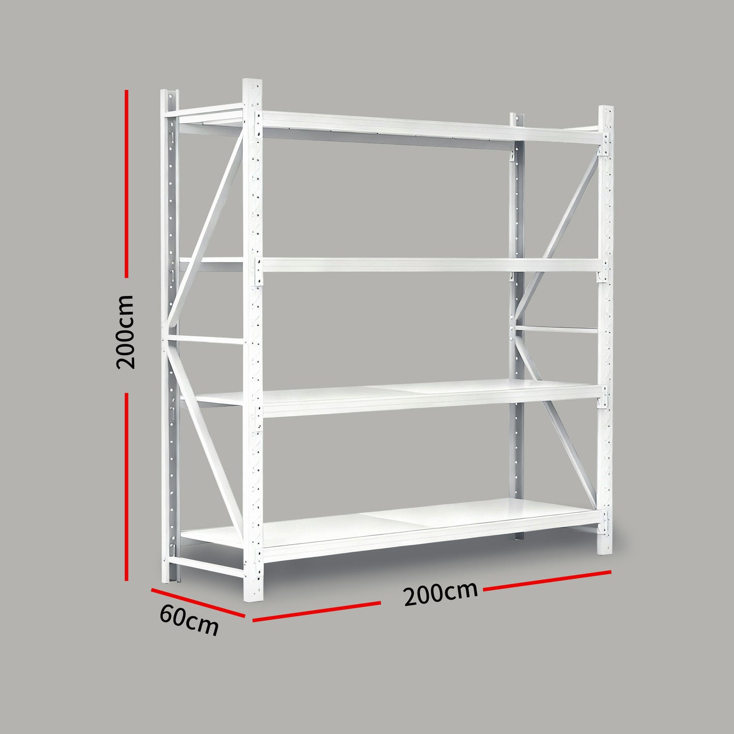 Reinforced multi-tier steel shelving for heavy-duty storage