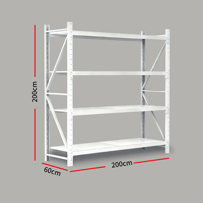 Reinforced multi-tier steel shelving for heavy-duty storage