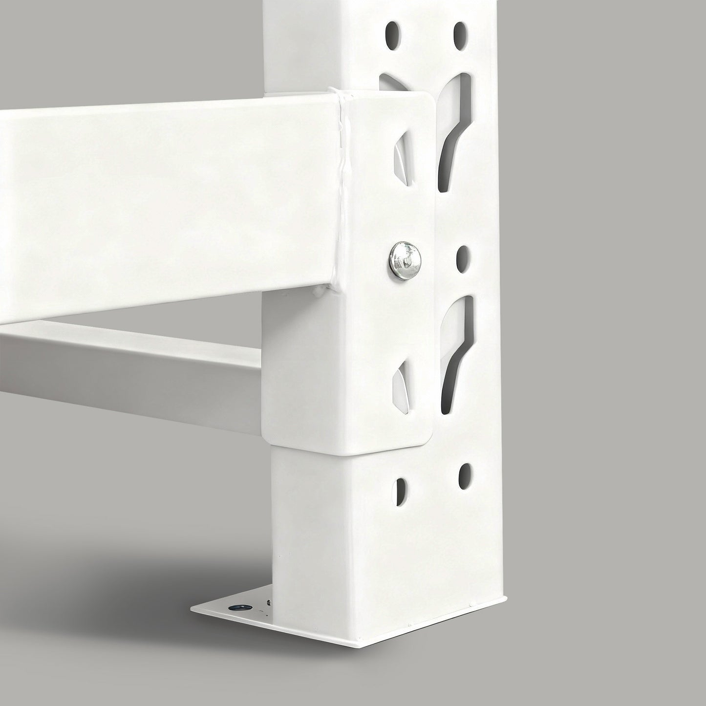 Reinforced multi-tier steel shelving for heavy-duty storage